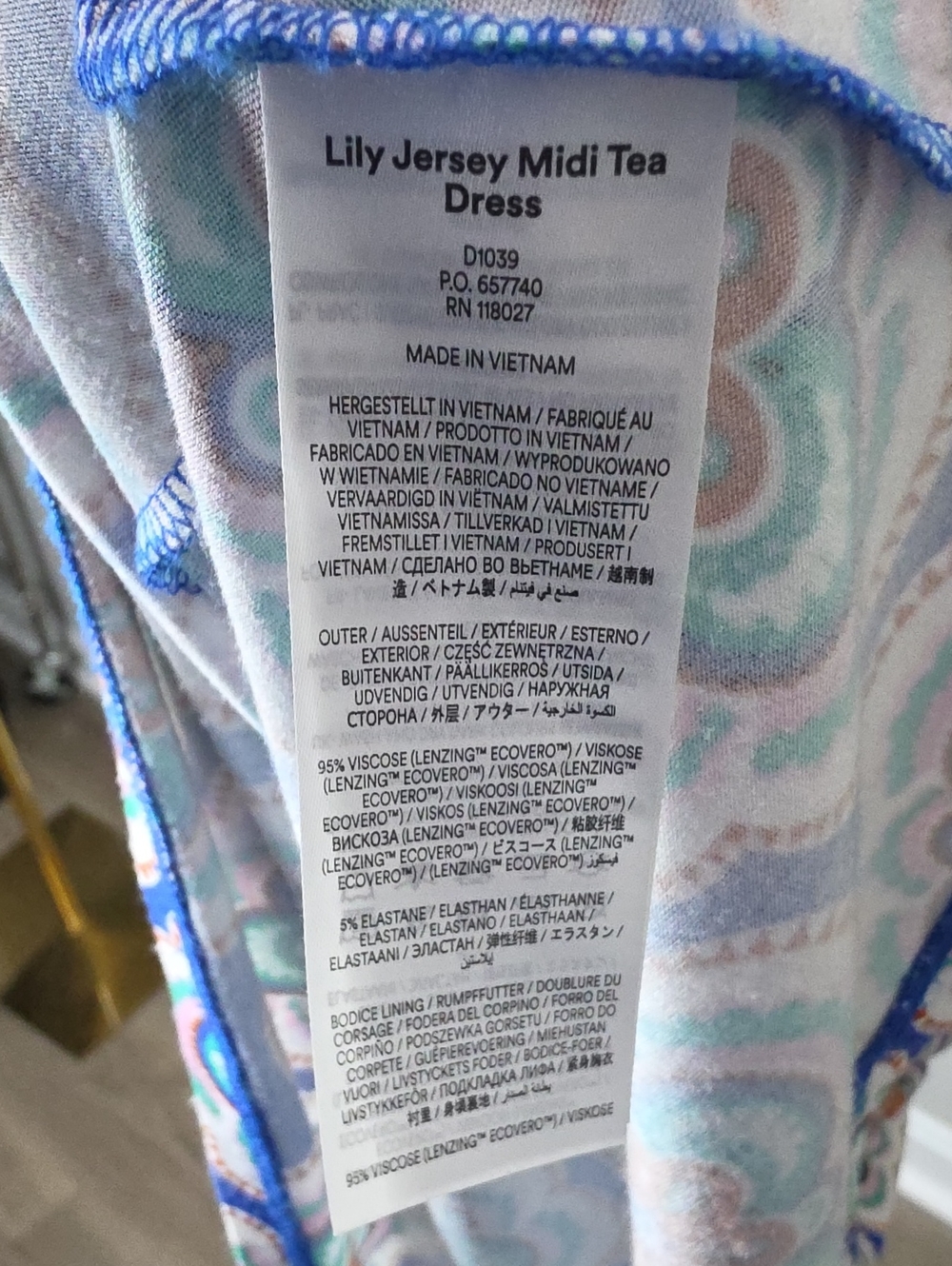 Boden Lily Jersey Midi Tea Dress Size 4 Bright Blue Botanic Blush - Picture 10 of 10
